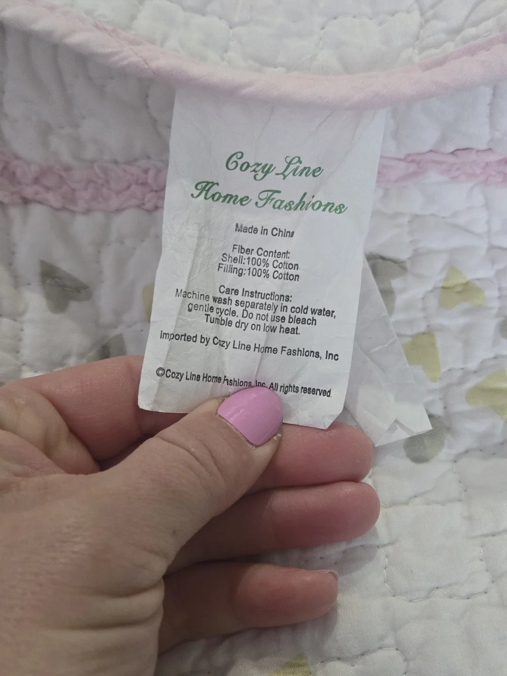 Cozy Line 100% Cotton TWIN Pink&Gold Hearts Quit And Sham Set